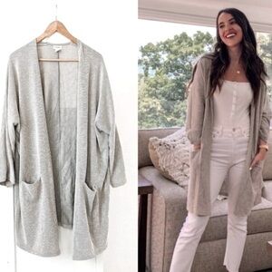 Anthropologie DONNI Longline pinstripes Grandmacore open front cardigan OS women